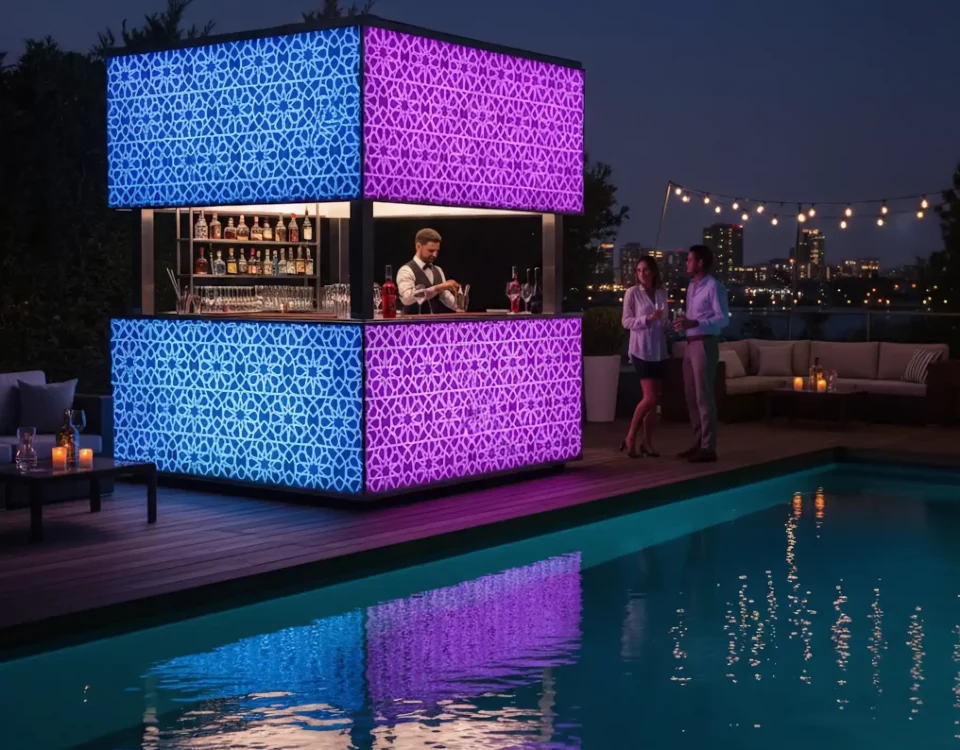 kubo contenitore luminoso automatizzato amovibile infopoint box eventi fiere itinerante